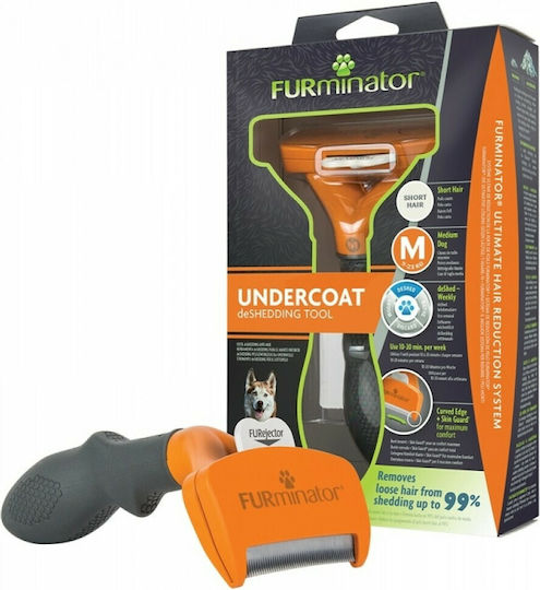 FURminator Undercoat Tool Comb Medium for Short-Haired Dogs with Razor for Hair Removal Orange