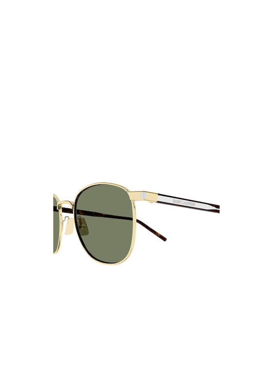 Ysl Sunglasses with Gold Tartaruga Metal Frame and Green Lens SL 747 003