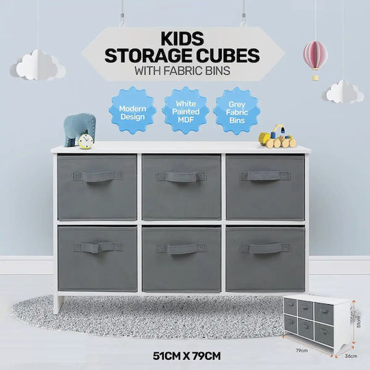Система за съхранение на играчки Сив 79x36x51см 1бр