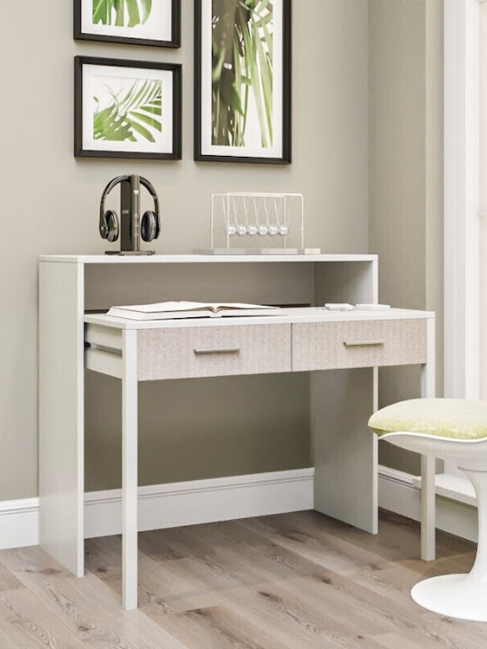 Desk Nena Wooden White with Metal Legs 99x36x88cm