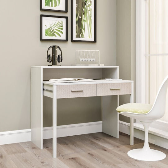 Desk Nena Wooden White with Metal Legs 99x36x88cm