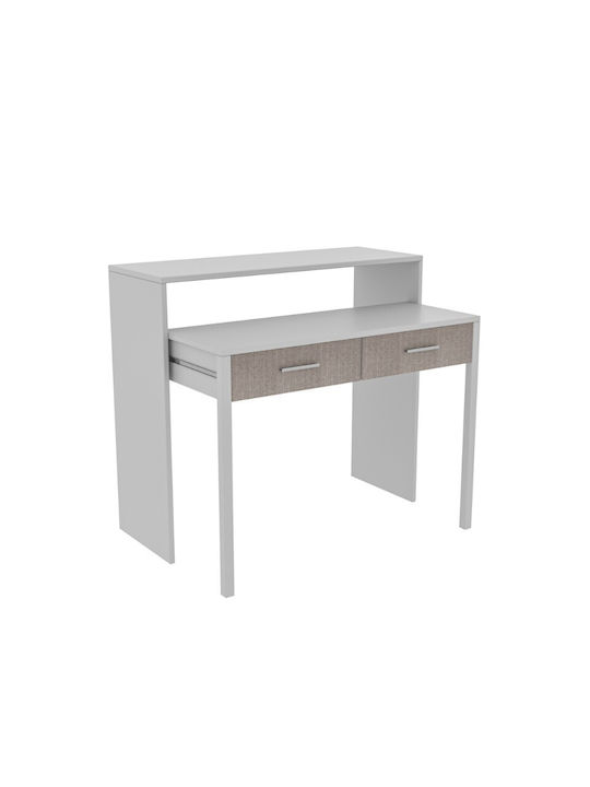 Desk Nena Wooden White with Metal Legs 99x36x88cm