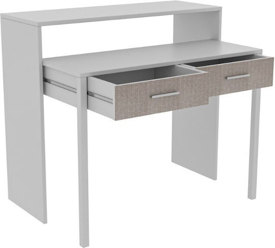 Desk Nena Wooden White with Metal Legs 99x36x88cm