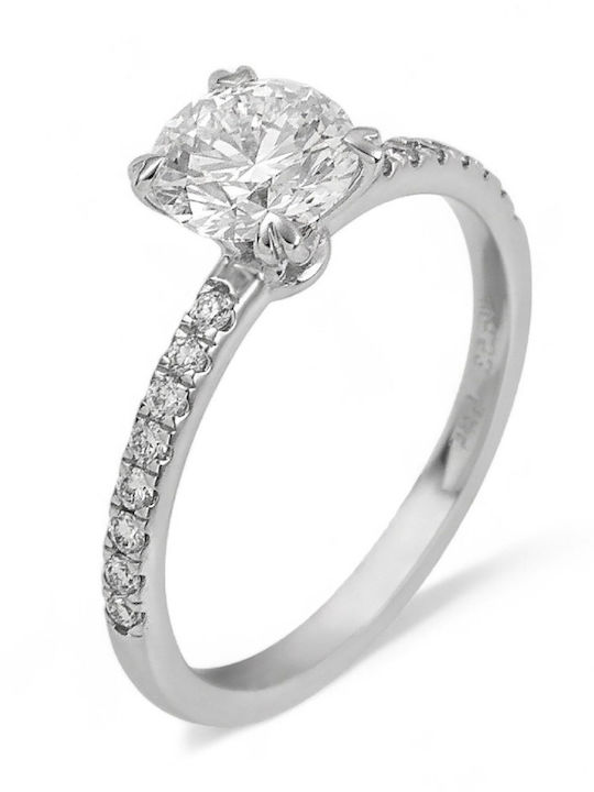 Etho Messina Single Stone Ring in 14K White Gold