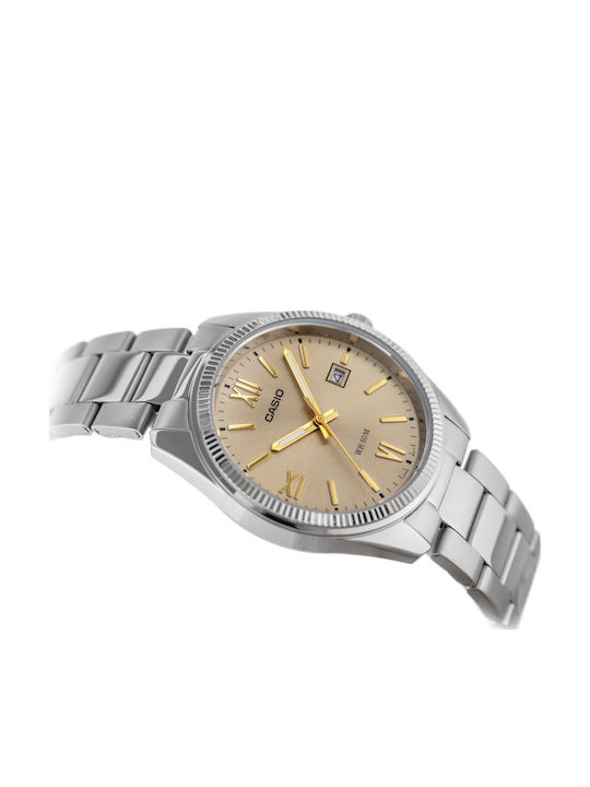 Casio Ανδρικό Ρολόι 39mm Μπαταρίας με Ασημί Μεταλλικό Μπρασελέ