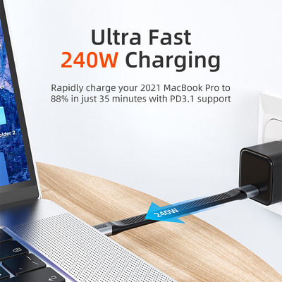 Cabletime Равен USB 2.0 Кабел USB-C Мъжки - USB-C 240W PD Черен 0.15m CT-FU4-AG