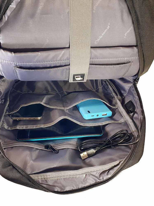 Diplomat Αδιάβροχη Τσάντα Πλάτης για Laptop 15.6" με Θύρα USB σε Μαύρο χρώμα LC996