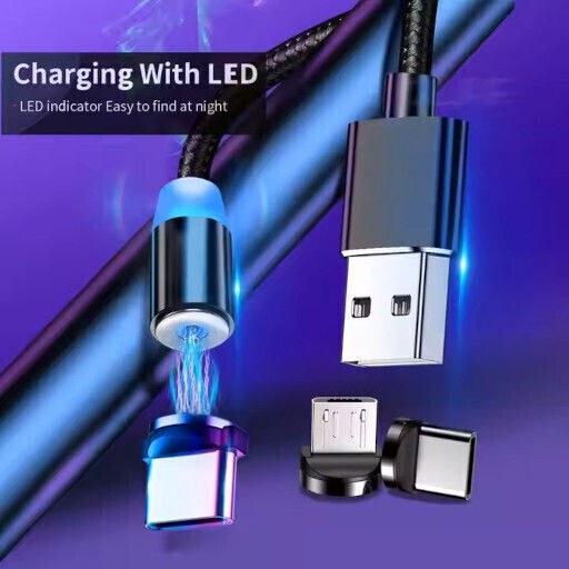 Φόρτισης Magnetic / LED USB to Lightning / Type-C / micro USB Cable 2m (EV-9092)