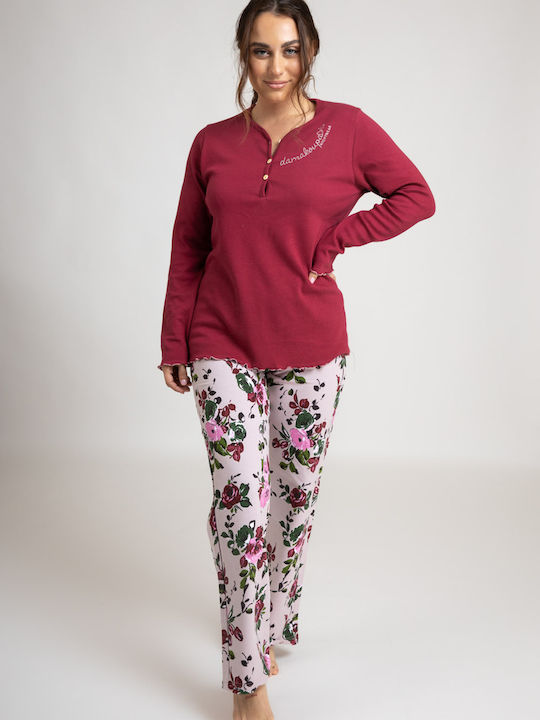 Dama Koupa Maternity Pajama Set & Nursing in Burgundy color