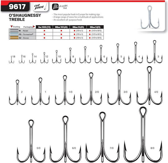 Vmc O'shaughnessy Treble Hooks 9617 #16 Bz