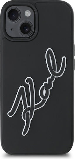Karl Lagerfeld 3d Rubber Signature Umschlag Rückseite Silikon Schwarz (iPhone 15)