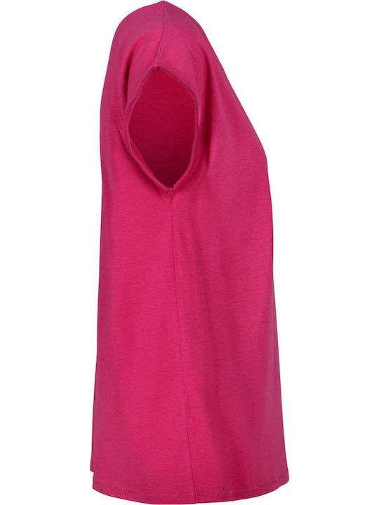 Damen Sportlich T-Shirt Hibiskus Pink