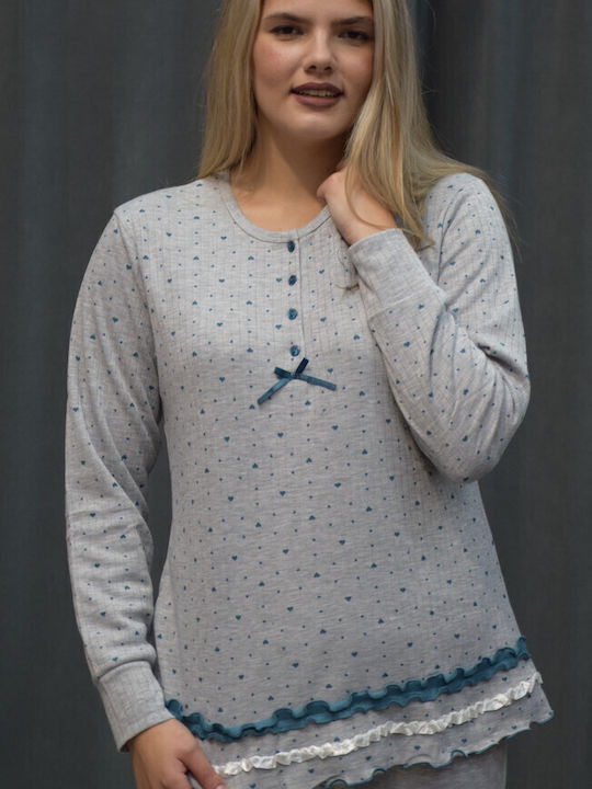 Caress Winter Women's Pyjama Set Fleece Blue