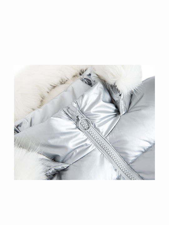 Kinder Freizeitjacke mit Kapuze Silber