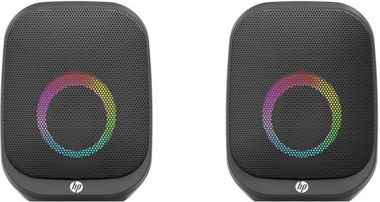 HP DHS-2113 Ηχεία Υπολογιστή 2.0 με RGB Φωτισμό και Ισχύ 6W σε Μαύρο Χρώμα