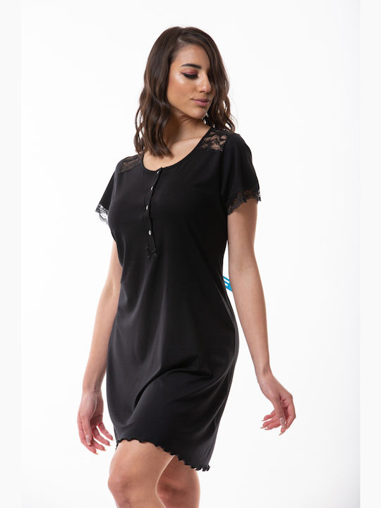 Dama Koupa Nightgown Maternity & Nursing Black