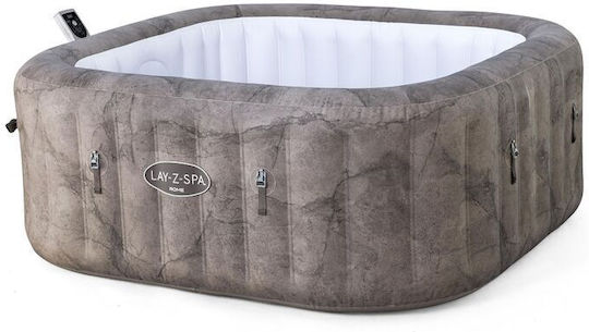 Lay-Z-Spa Rome MaxHold EnergySense UltraFit Smart AirJet Square PVC Swimming Pool 840L Inflatable with Hydromassage 180x180x66cm Brown Marble