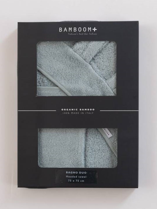Bamboom Βρεφική Κάπα-Μπουρνούζι με Κουκούλα Ice Blue 75x75εκ.