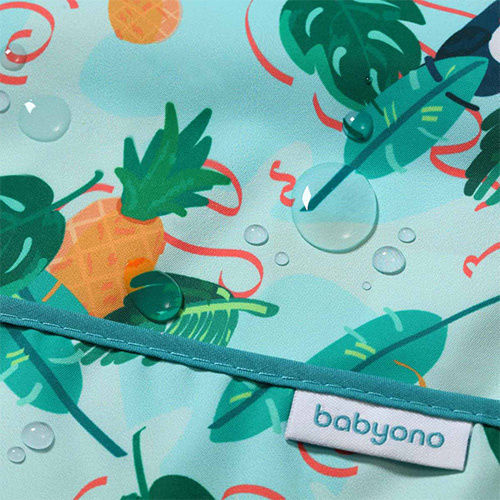 Babyono Fox Αδιάβροχη Ποδιά Πλαστική με Αυτοκόλλητο, Τσέπη & Μανίκια Αλεπού για 24 m+
