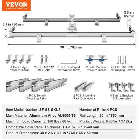 Vevor Βάσεις Στήριξης Ηλιακών Συλλεκτών Διάφορες Στέγες Xwdxt40000002vogmv0