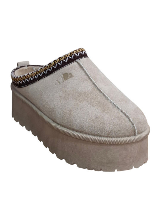 Americanino Winter Women's Slippers with fur Camel