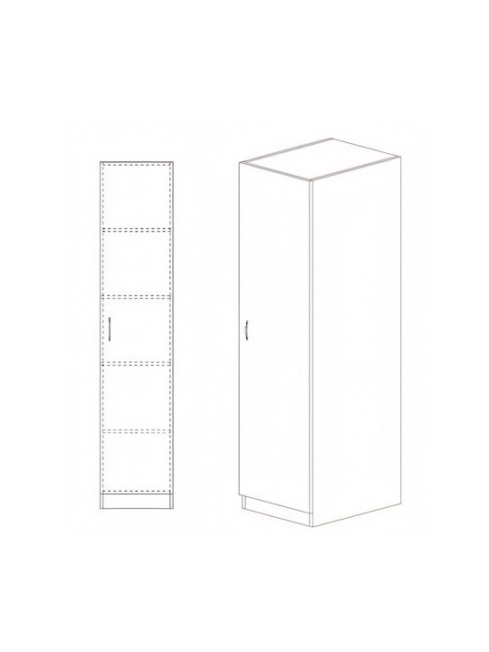 Einzeltür Kleiderschrank Margrete Grey 48x40x180cm