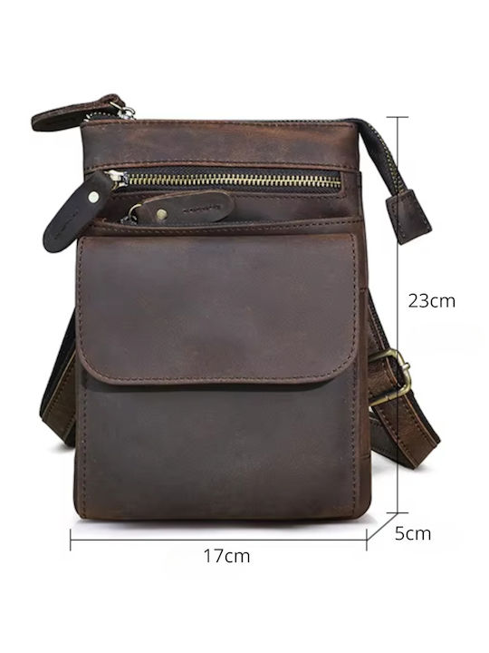 Leder Herrentasche Schulter / Crossbody Braun