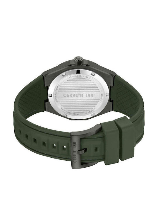 Cerruti Herrenuhr Batterie mit Grün Kautschukarmband