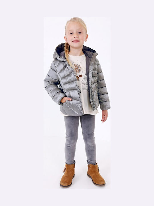 Kids' Quilted Jacket with Hood Gray