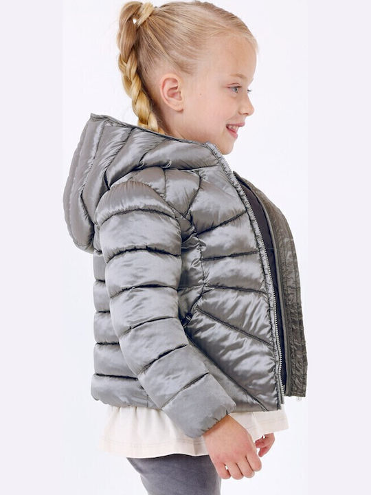 Kids' Quilted Jacket with Hood Gray