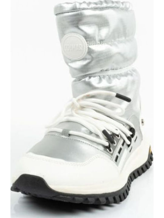 Leather Snow Boots with Rubber & Fur Warmer Silver