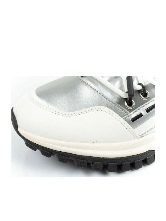 Leather Snow Boots with Rubber & Fur Warmer Silver