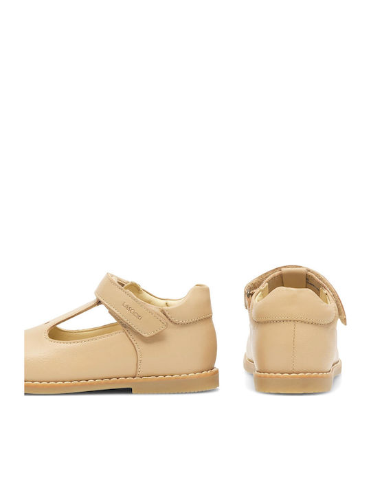 Παιδικές Μπαλαρίνες mit Bügel- und Schleifenverschluss Leder Beige