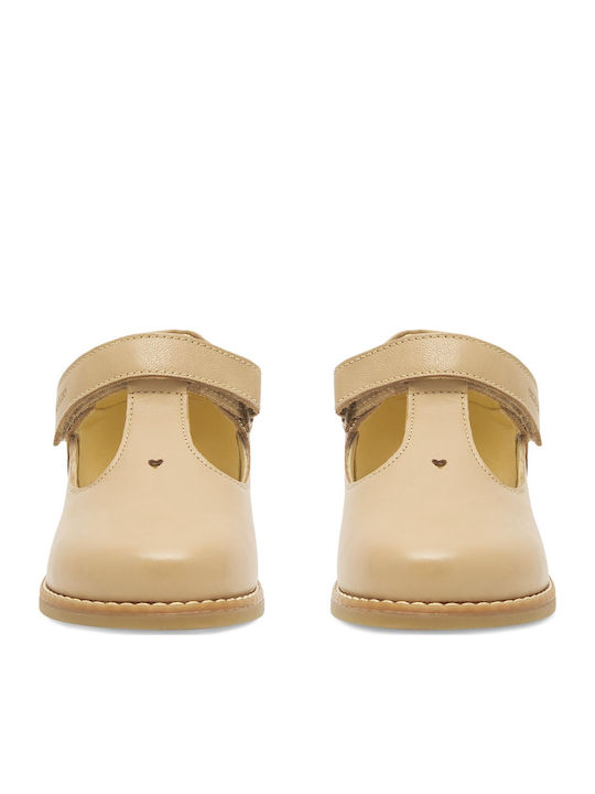 Παιδικές Μπαλαρίνες mit Bügel- und Schleifenverschluss Leder Beige