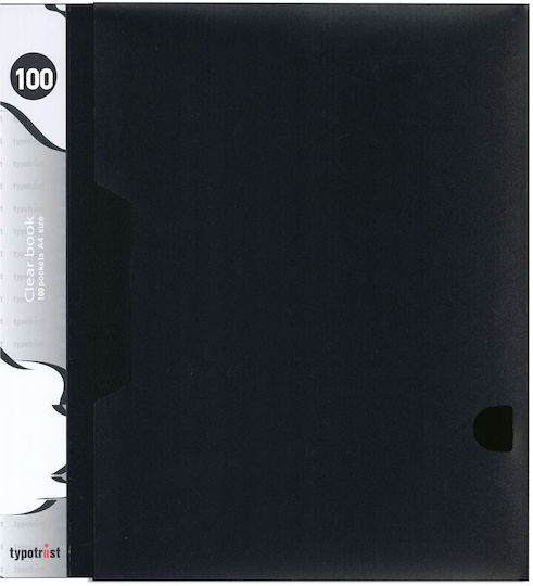 Typotrust Clipboard Flexible with 100 plastic sleeves Slides for Paper A4 Black 1pcs 19715