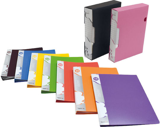 Typotrust Clipboard Flexible with 30 plastic sleeves Slides for Paper A4 Purple 1pcs