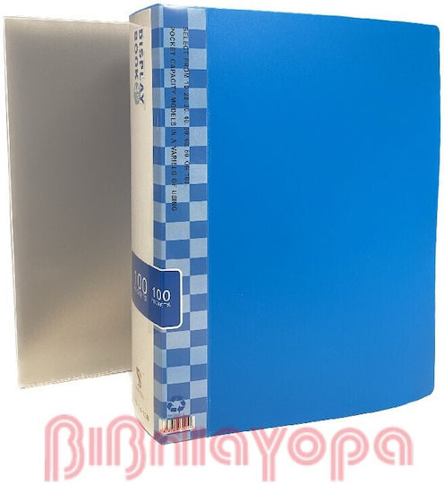 Sunfull Clipboard Flexible with 100 plastic sleeves Slides for Paper A4 Blue Display Book 1pcs