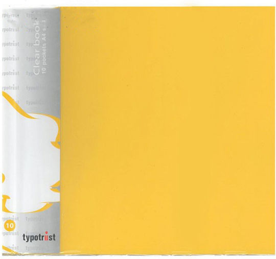 Typotrust Clipboard Flexible with 10 plastic sleeves Slides for Paper A4 Yellow 1pcs