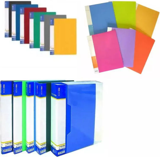 Economix Clipboard Flexible with 20 plastic sleeves Slides for Paper A4 Green 1pcs