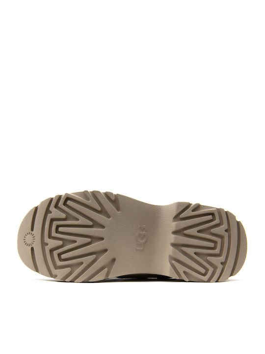 New Heights Sunwave Clogs Suede Mules με Χοντρό Ψηλό Τακούνι σε Μπεζ Χρώμα