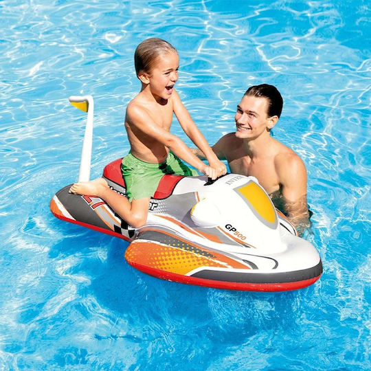 Intex Wave Rider Kid's Inflatable Ride On Jet Ski with Handles Red 117x77cm