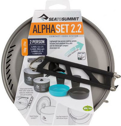 Sea to Summit AlphaPot Camping Cooking Utensils Cookware Set 2.2L 2200ml STS40-00968 Pacific Blue/Grey
