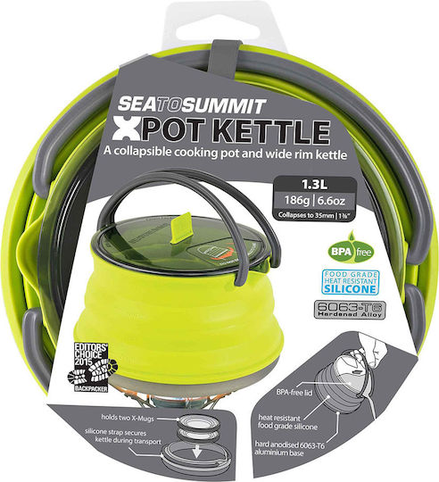 Sea to Summit Camping Cooking Utensils Folding Kettle 1.3L 1300ml STS40-00465 Lime