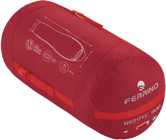 Ferrino Sleeping Bag Μονό 3 Εποχών Nightec Lite Pro 600L Red