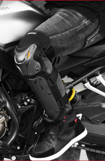 Motorrad Knie- und Ellbogenschützer Set Verstellbarer Klettverschluss Schnellverschluss Belüftet CE-zertifizierte Schalenprotektoren Modell 1010 Lang Motowolf