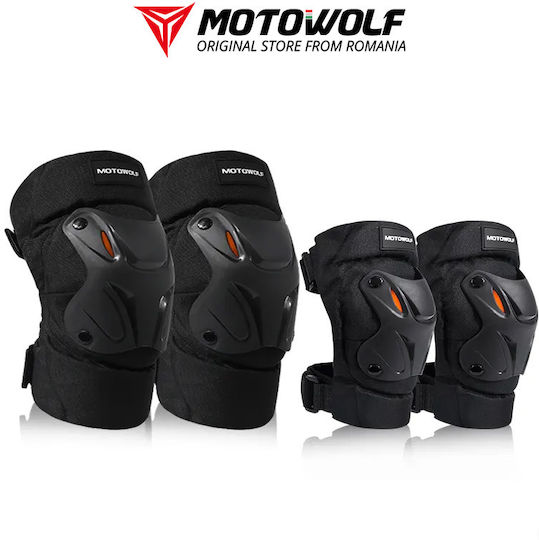 Motowolf Reflective Motorcycle Cycling Knee Elbow Pads Set Adjustable Breathable Material Universal