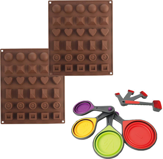 Quasar Co. Pastry Set Measuring Cups 30-piece Chocolate Mold Silicone Brown-yellow