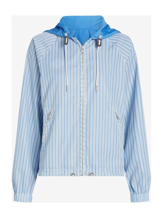 Women's Short Lifestyle Jacket Double Sided Windproof for Spring or Autumn Light Blue