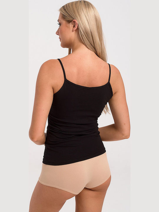 Women's Cotton T-Shirt with Spaghetti Strap Black