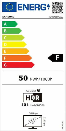 Samsung Smart Τηλεόραση 43" 4K UHD QLED TQ43Q60DAUXXC HDR (2024)